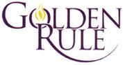 Golden Rule logo in purple and gold serif text with a gold flame-like icon