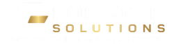Gold &ldquo;SOLUTIONS&rdquo; logo on a white background
