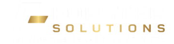 Gold &ldquo;SOLUTIONS&rdquo; logo on a white background