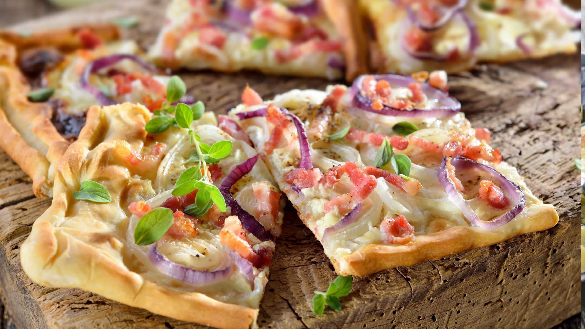 Flammkuchen in der Nahaufnahme
