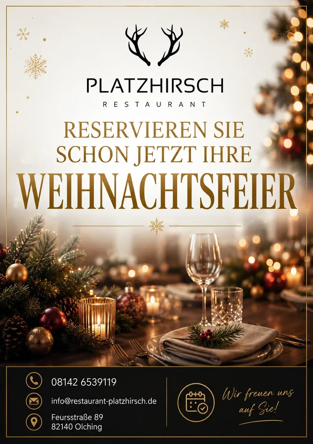 Weihnachtsfeier im Restaurant Platzhirsch Olching – jetzt Wunschtermin reservieren