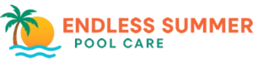 Logo with a palm tree, sun, and waves. "Endless Summer Pool Care" in orange and green.