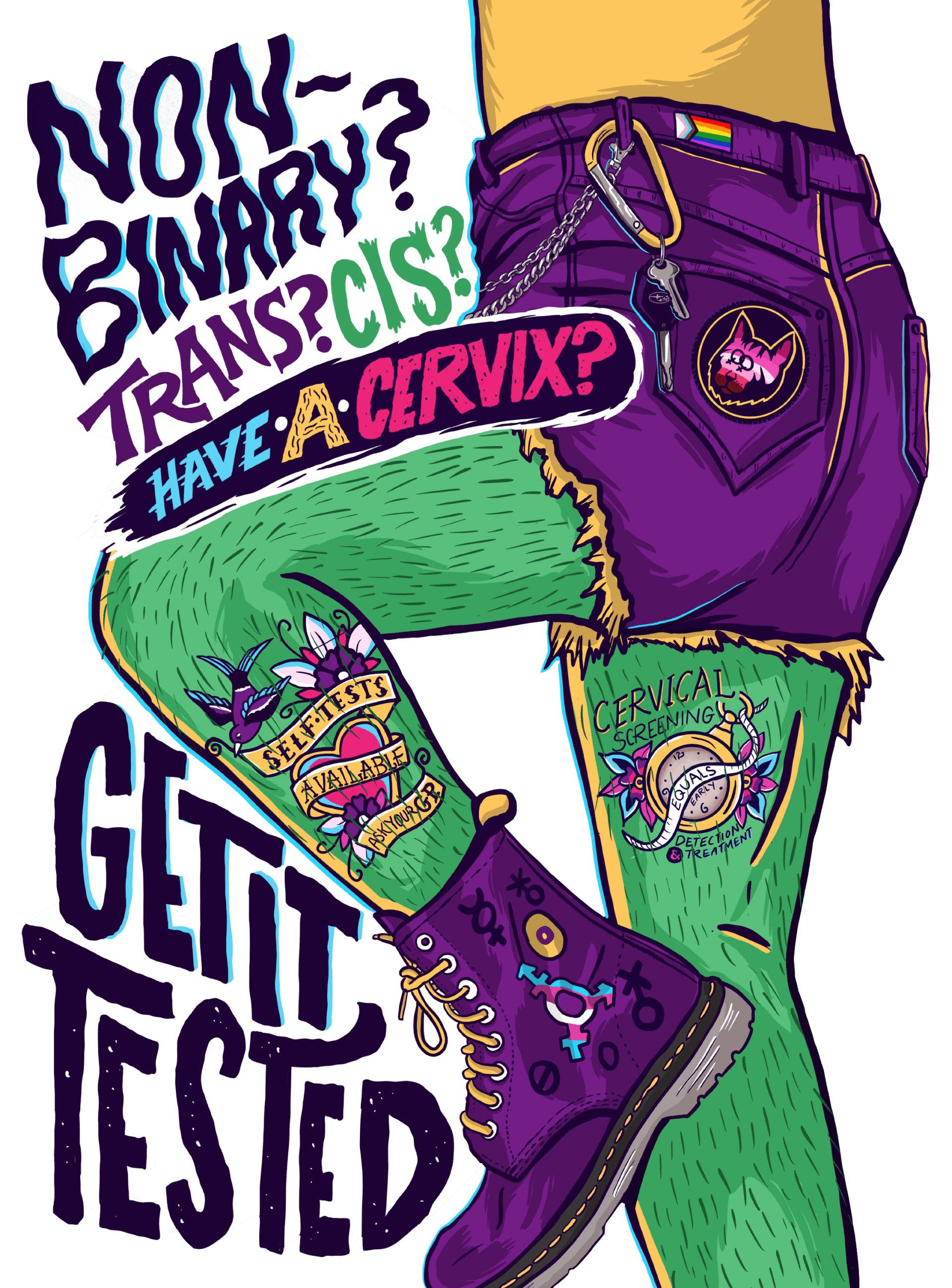 HPV Cervical Screening illustration of LGBTIQ+ person