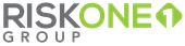 RiskOne Group logo with gray and green text and a green circular icon