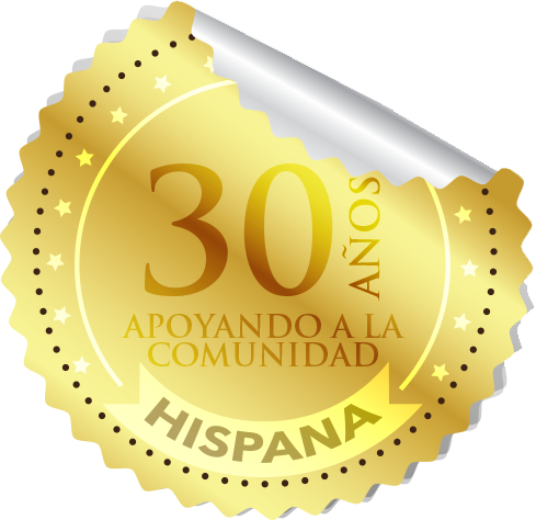 A gold, circular, scalloped sticker reading