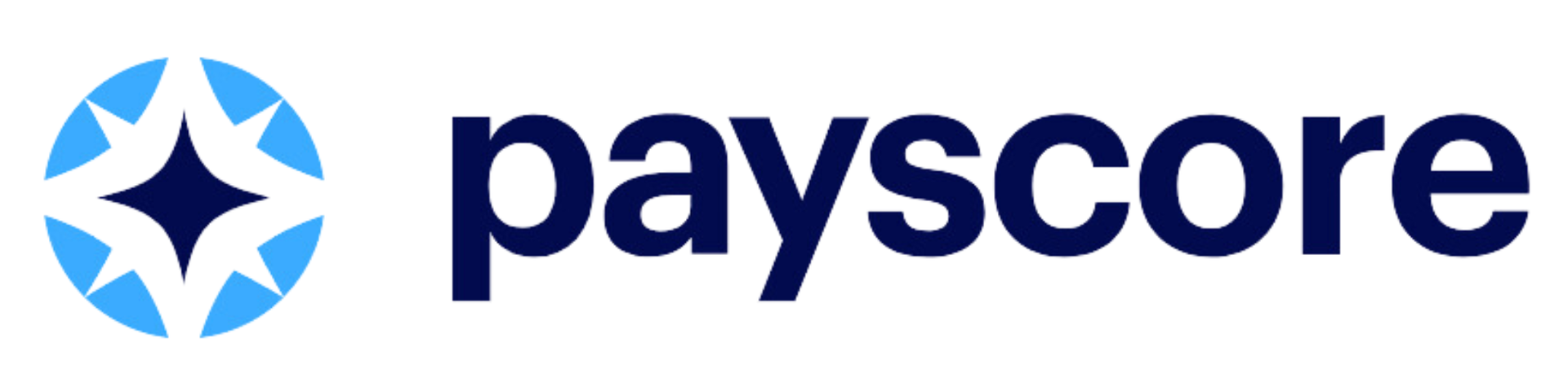 Payscore logo: Blue and white circular icon, navy text.