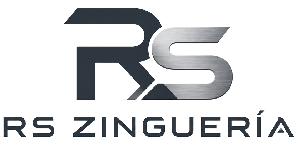 Logotipo de RS Zinguería con las iniciales “RS” estilizadas en gris sobre el nombre de la empresa en negro.