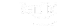 Bendix logo in white font. The word is arched with a dotted line below.