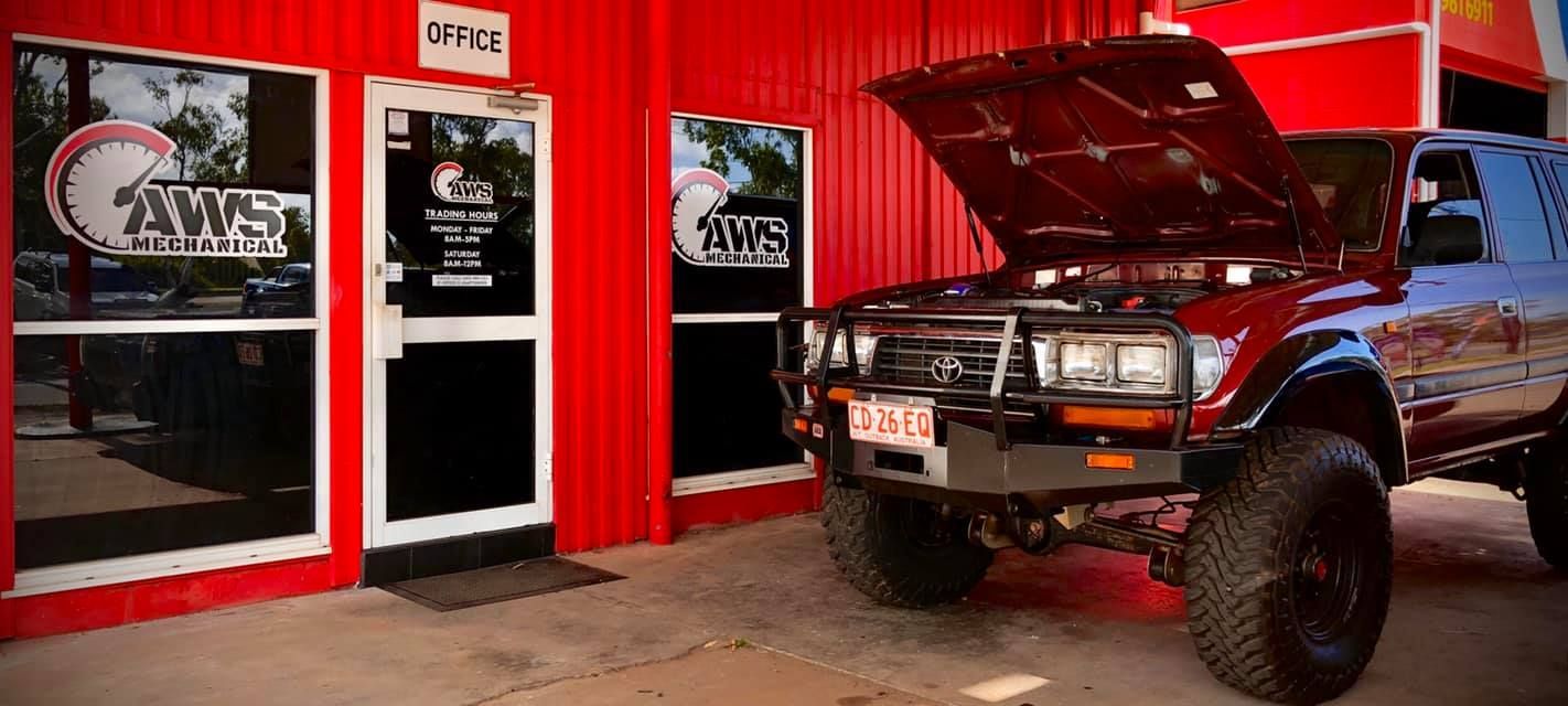 A Dark Red Off-road Vehicle With Its Hood Open — AWS Mechanical in Stuart Park, NT