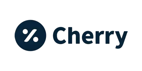 Cherry logo with a white percent sign in a dark blue circle and the word “Cherry” in dark blue text