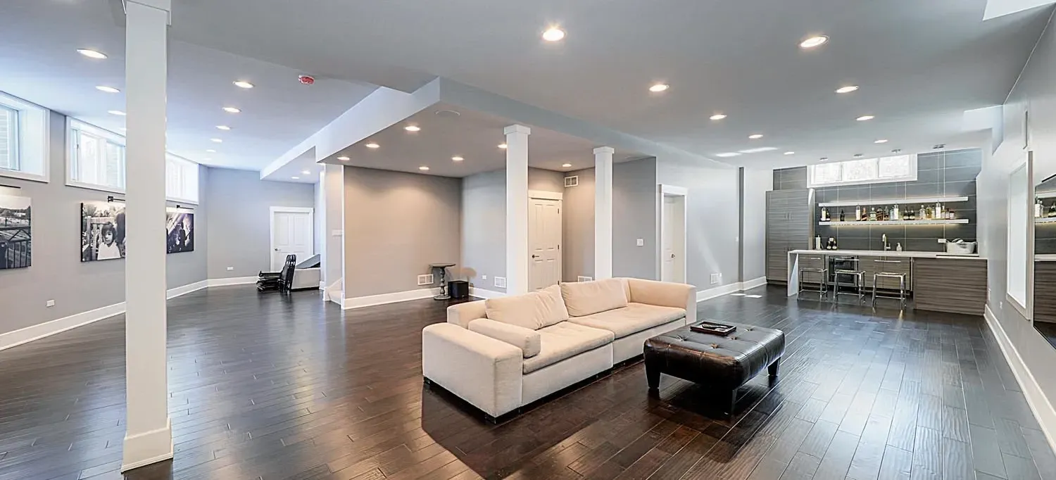 white living area hardwood