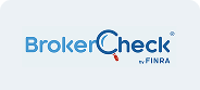 BrokerCheck by FINRA logo in blue text with a magnifying glass icon on a light background