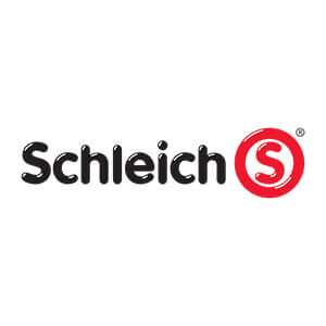 Schleich logo in black text with a red circular “S” emblem