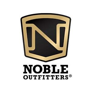 Noble Outfitters logo in black and gold with stylized shield emblem and text below