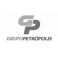Gray GRUPOPETRÓPOLIS logo with stylized GP monogram and company name