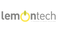 Lemontech logo with gray text and a yellow lemon-shaped “o” on a white background