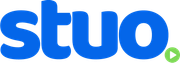 Blue “stu” logo with a small green play button icon in the lower right corner