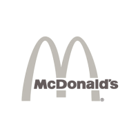 McDonald’s logo in gray with the golden arches and wordmark on a white background
