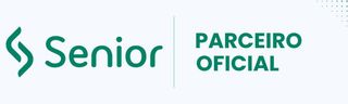 Logo da Senior em verde ao lado do texto “PARCEIRO OFICIAL” em verde sobre fundo branco
