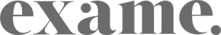 Gray lowercase “exame.” logo on a white background