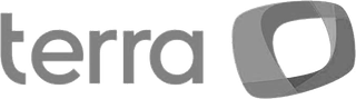 Terra logo in gray text with a tilted gray square icon