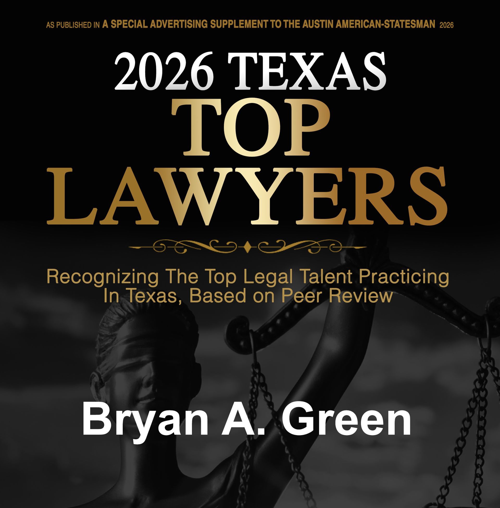 2026 Texas Top Lawyers recognition for Bryan A. Green