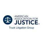 American Association for Justice Truck Litigation Group logo with blue scales icon and text