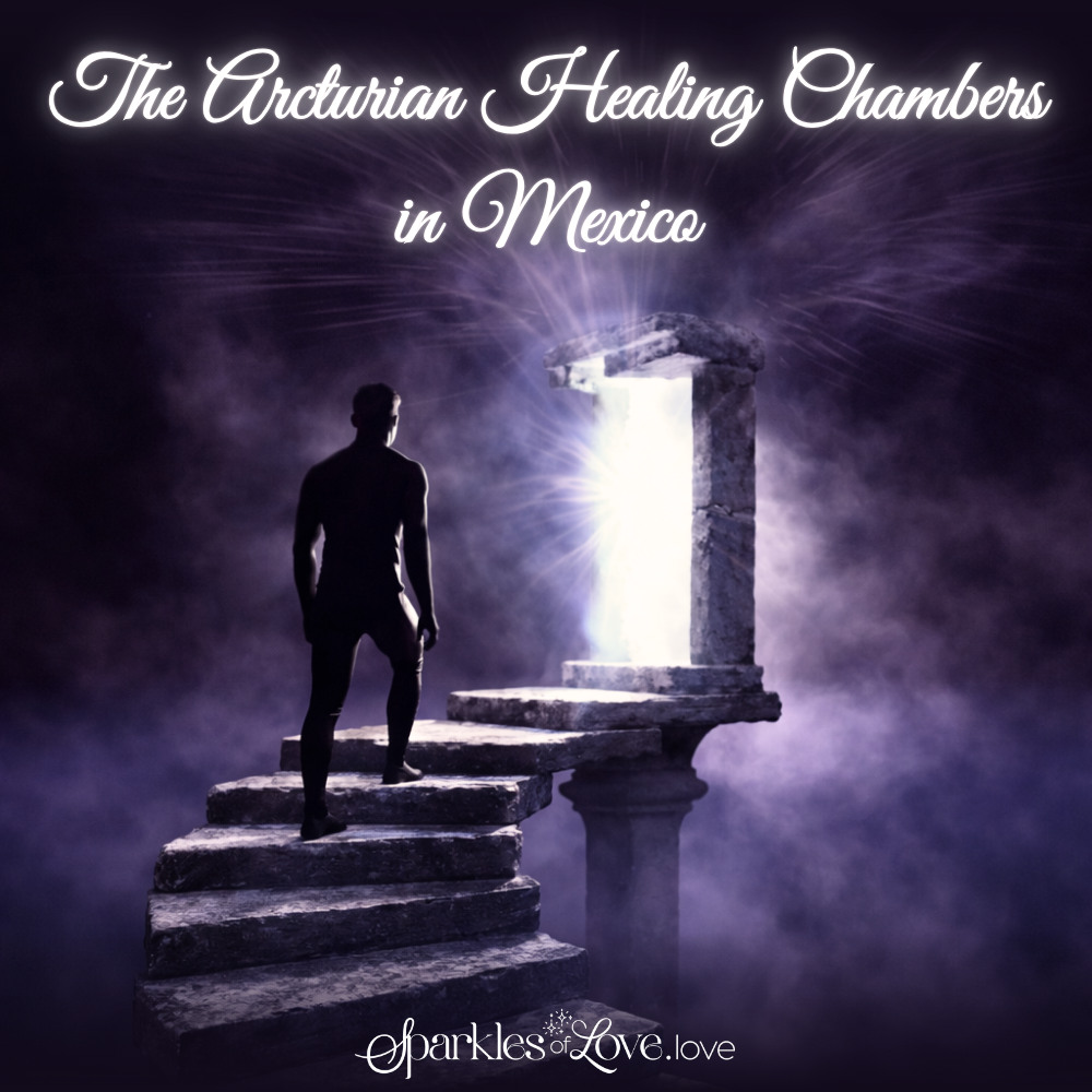 Silhouetted figure climbs stone steps toward a glowing doorway in a purple mist