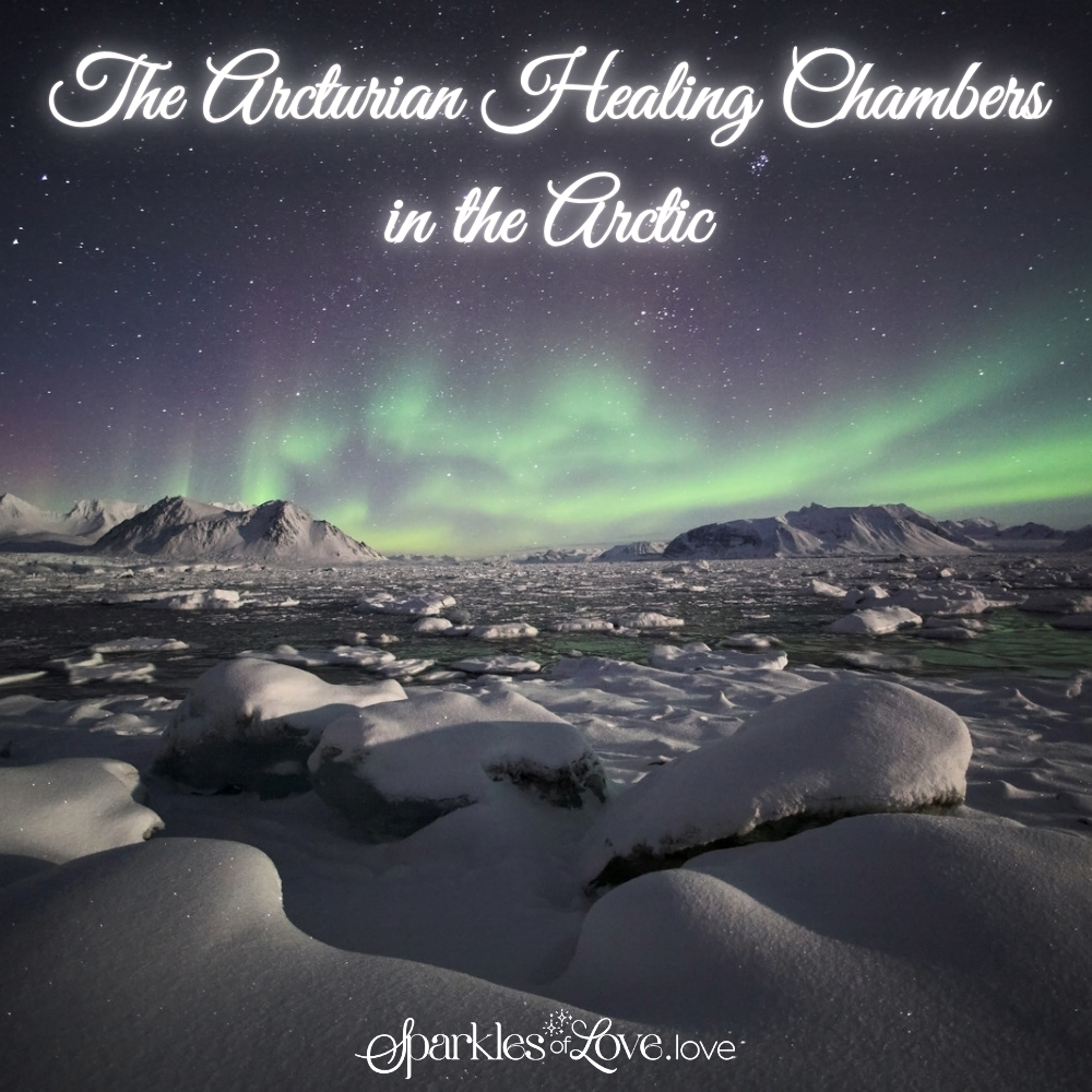 Aurora over snowy Arctic landscape with title text: “The Arctician Healing Chambers in the Arctic.”
