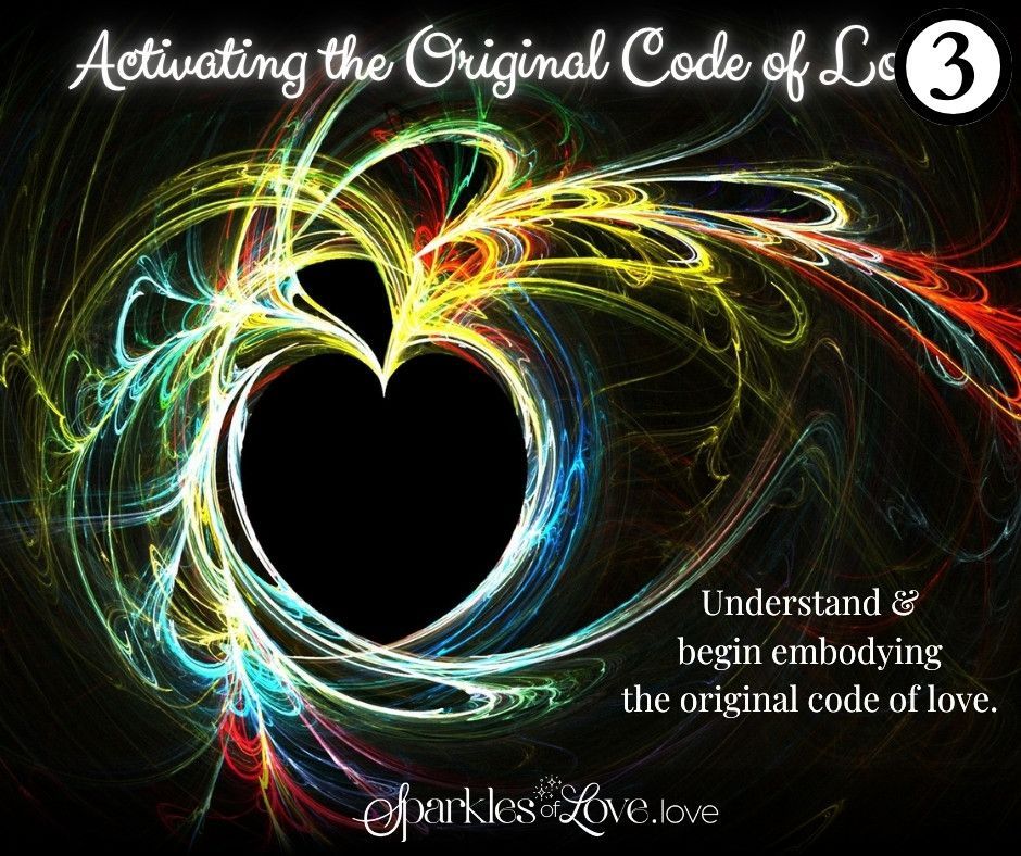 Colorful energy swirls around a black heart on a dark background with inspirational text.