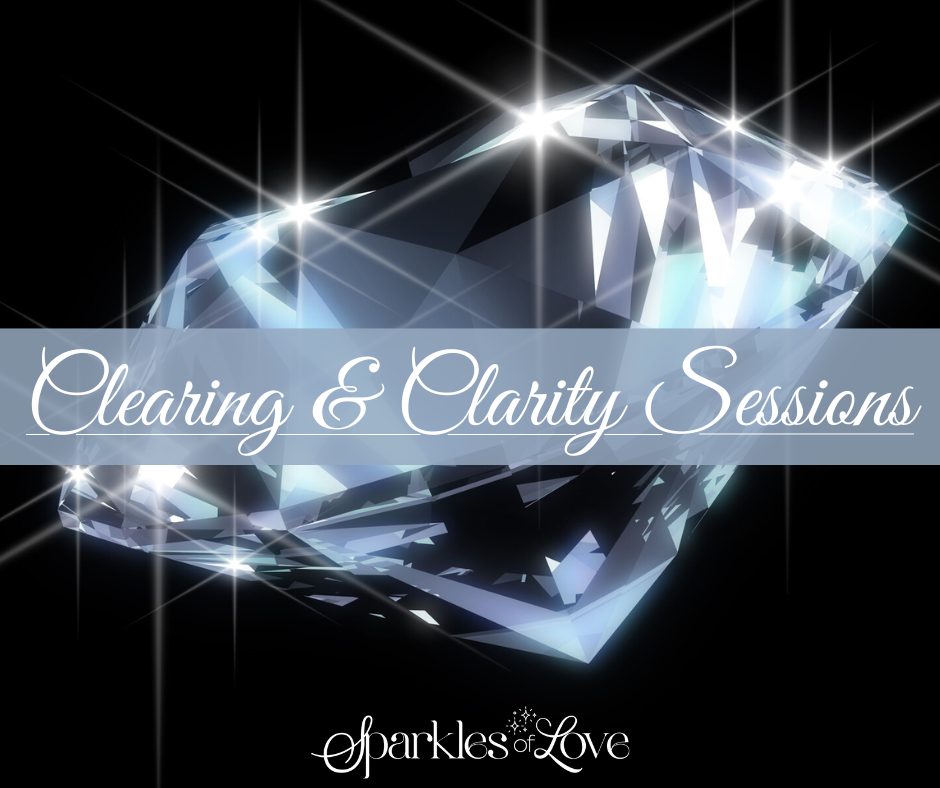 Diamond graphic with “Clearing & Clarity Sessions” and “fawkesLove” on a black background