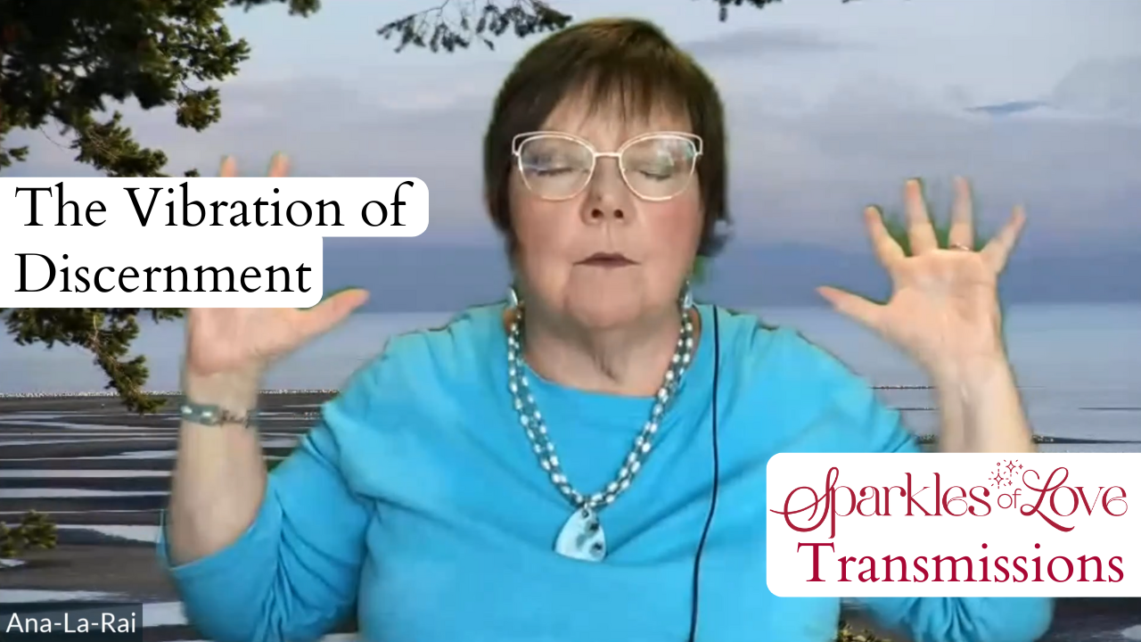 Woman in blue top speaking on camera beside text reading “The Vibration of Disruption.”
