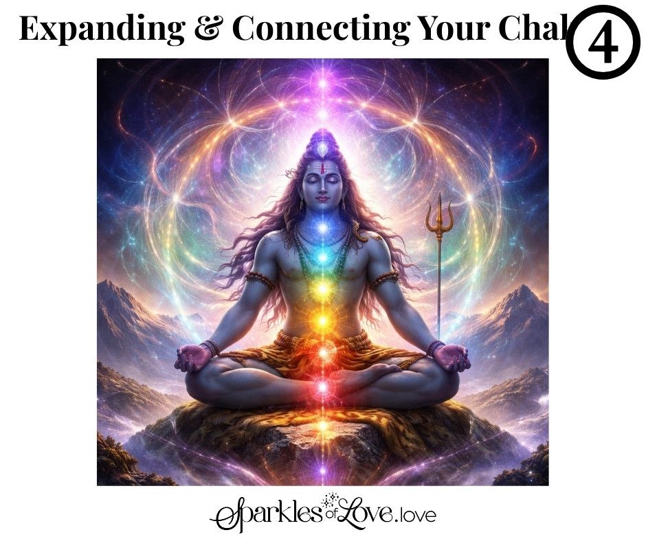 Meditating figure with glowing chakras and cosmic light in a spiritual aura
