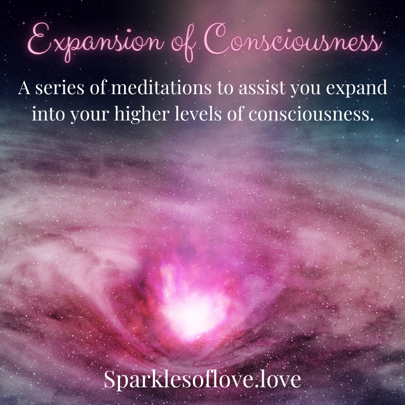 Pink cosmic nebula graphic with text “Expansion of Consciousness” and “Sparklesoflove.love”