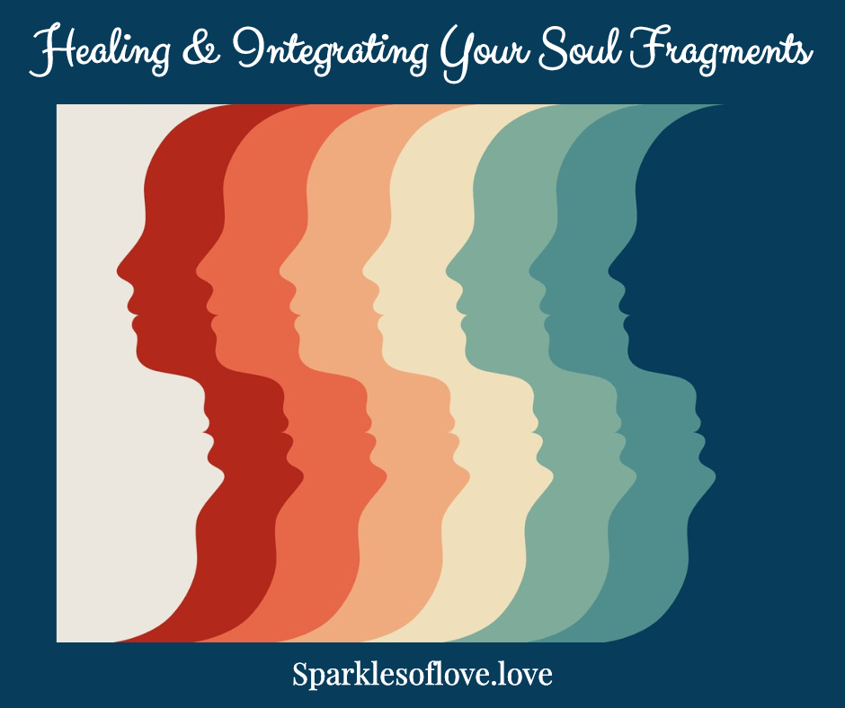 Silhouetted heads in warm-to-cool colors with text “Healing & Integrating Your Soul Fragments”