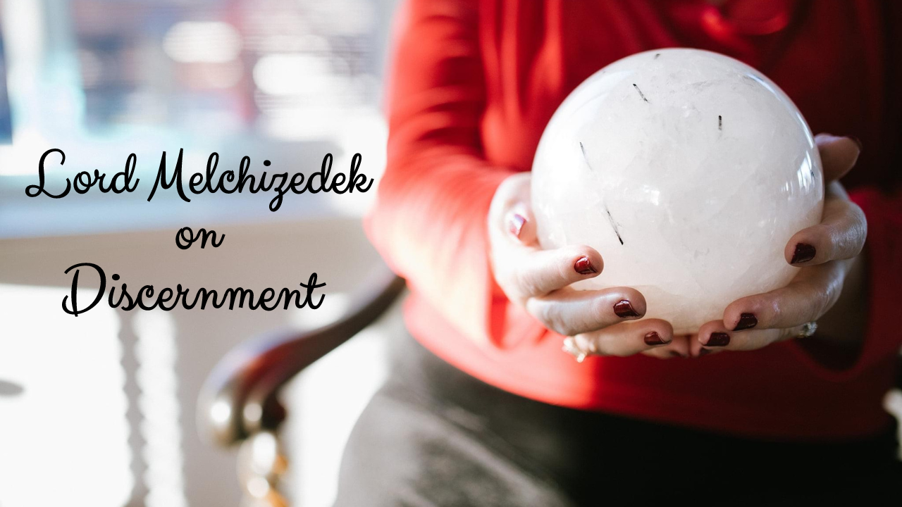 Hands holding a clear crystal ball with the words “Lord Melchizedek on Discord” beside it.