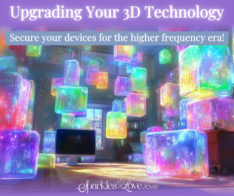 Colorful glowing cubes surround a monitor under the text “Upgrading Your 3D Technology.”