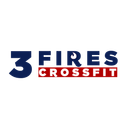 3 Fires CrossFit logo in navy blue and red text on a white background