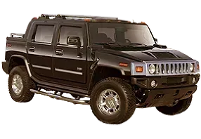 Black Hummer H2 SUT pickup truck, side view, on a white background.