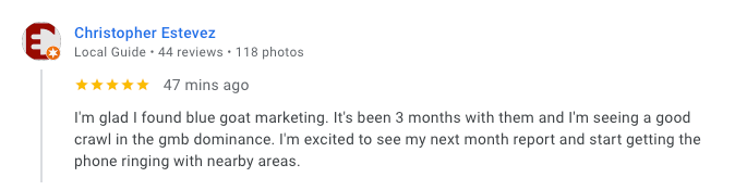 A blurred image of a person 's review on a website.