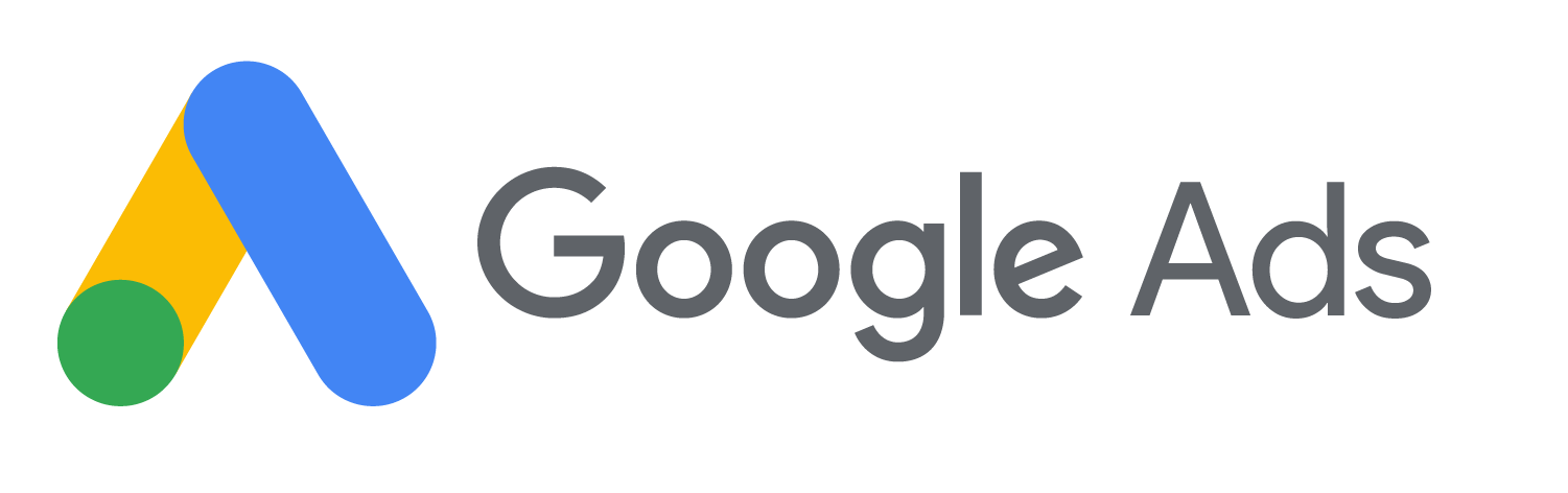 The google ads logo is shown on a white background.