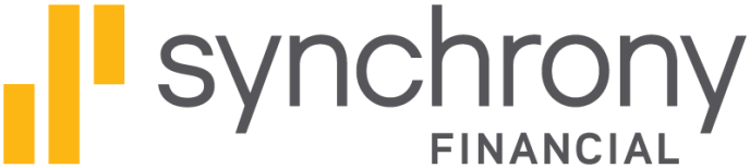 The word synchrony is written in black and yellow on a white background.