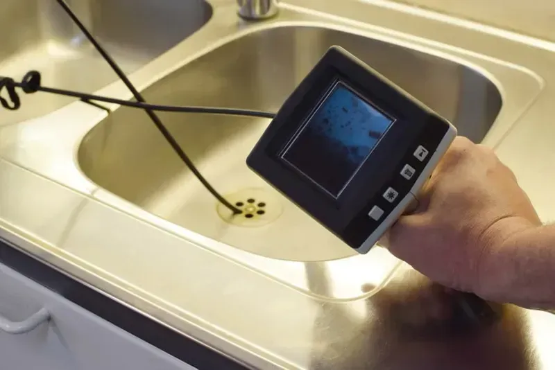 A Person Is Holding a Camera Over a Sink — Medowie Plumbing & Gas In Medowie, NSW