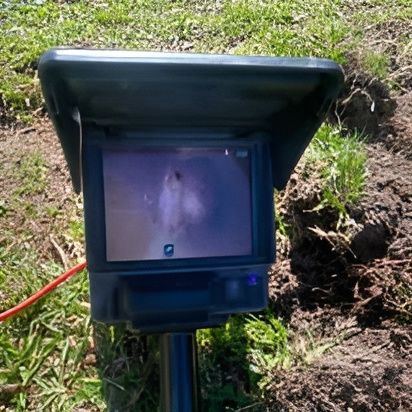A Black Device with A Screen Displays a View of What Appears to Be a Pipe — Medowie Plumbing & Gas in in Maitland