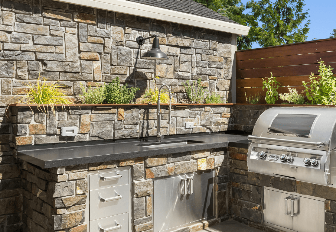 stone outdoor kitchen