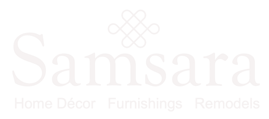 The logo for samsara home decor furnishings and remodels is white on a white background.