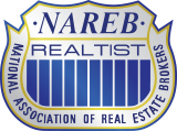 NAREB National Association of Real Estate Brokers logo in blue, gold, and white