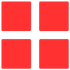 Four red rounded squares arranged in a 2x2 grid on a white background