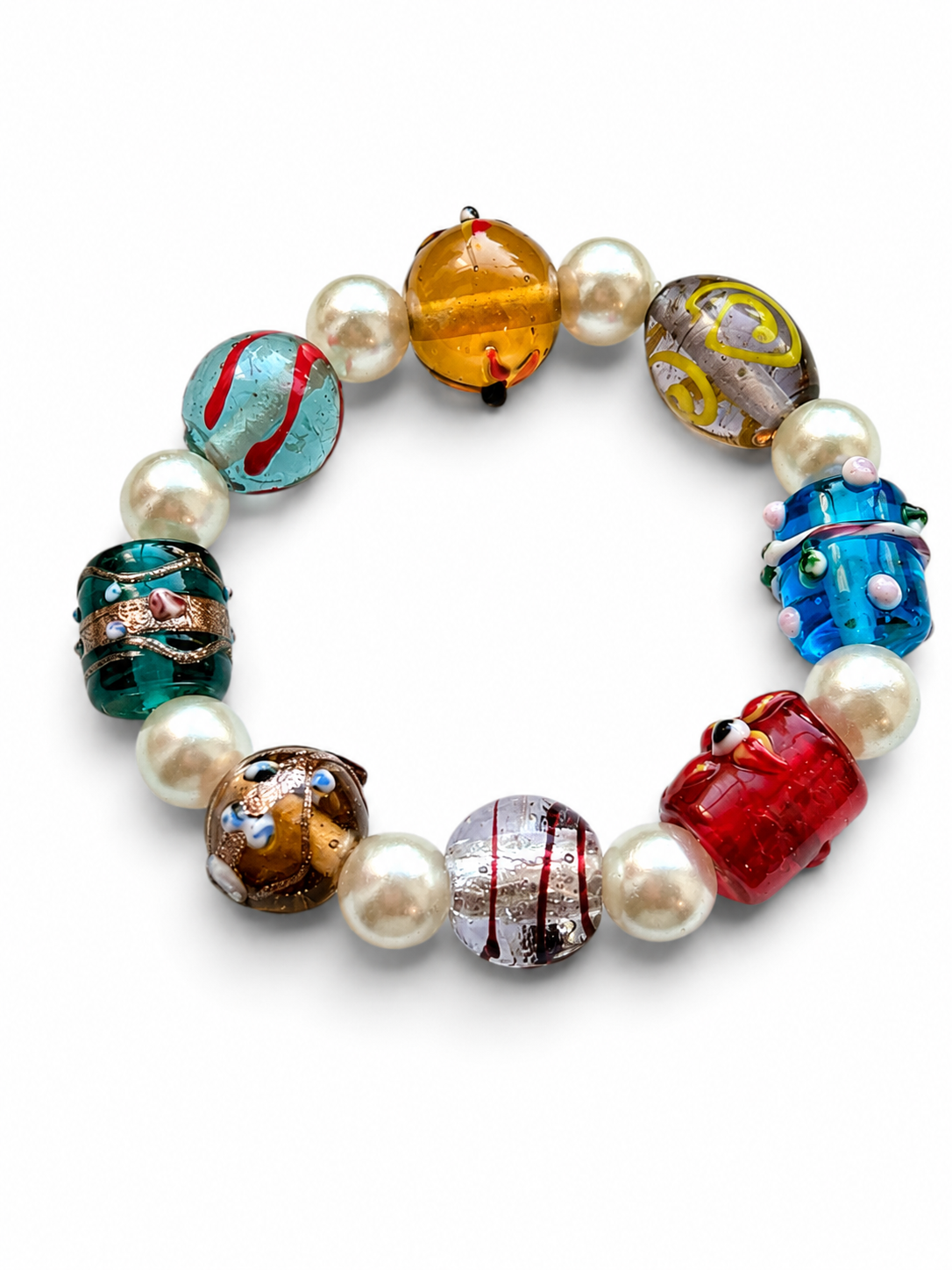 Whimsy Beaded Stretch Pearl Bracelet