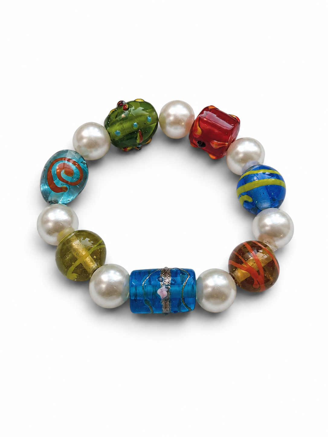 Whimsical Beaded Pearl Stretch Bracelet